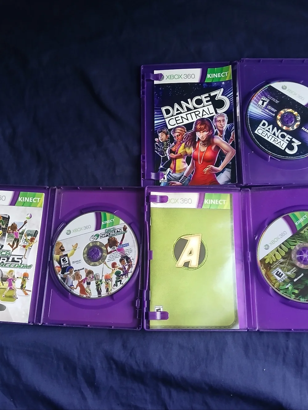 Microsoft Xbox 360 Kinect Games Bundle — Purple & Green Accents